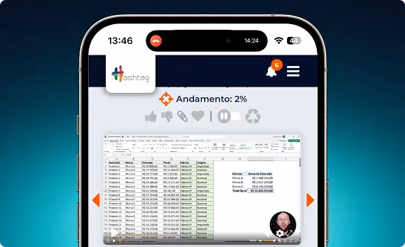 Smartphone com uma aula do curso VBA Impressionador